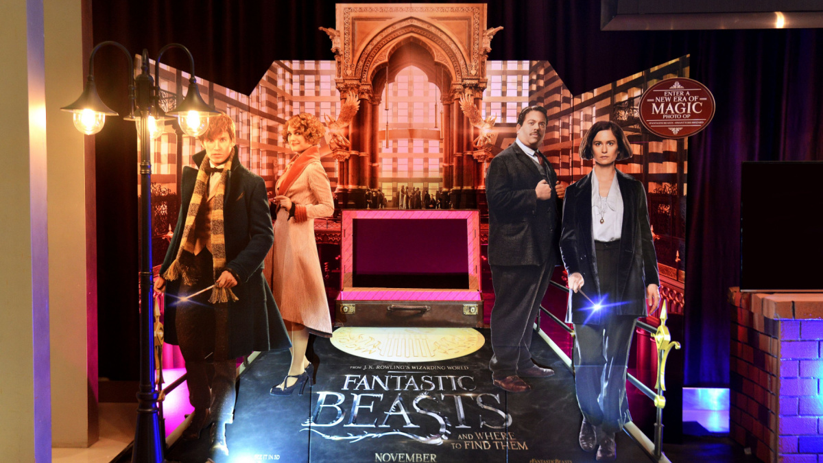 Bangkok, Thailand - November 10, 2016: Beautiful Standee of Fantastic Beasts and Where to Find Them at the theater.