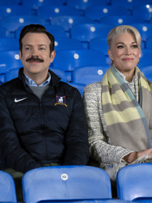 Jason Sudeikis and Hannah Waddingham in "Ted Lasso," now streaming on Apple TV+.